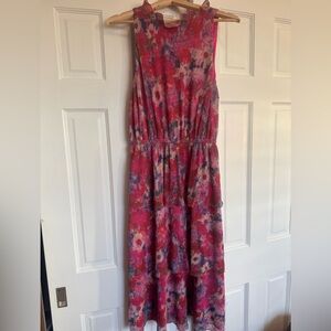 New York & Company Pink Tiered Ruffle Dress Size Medium